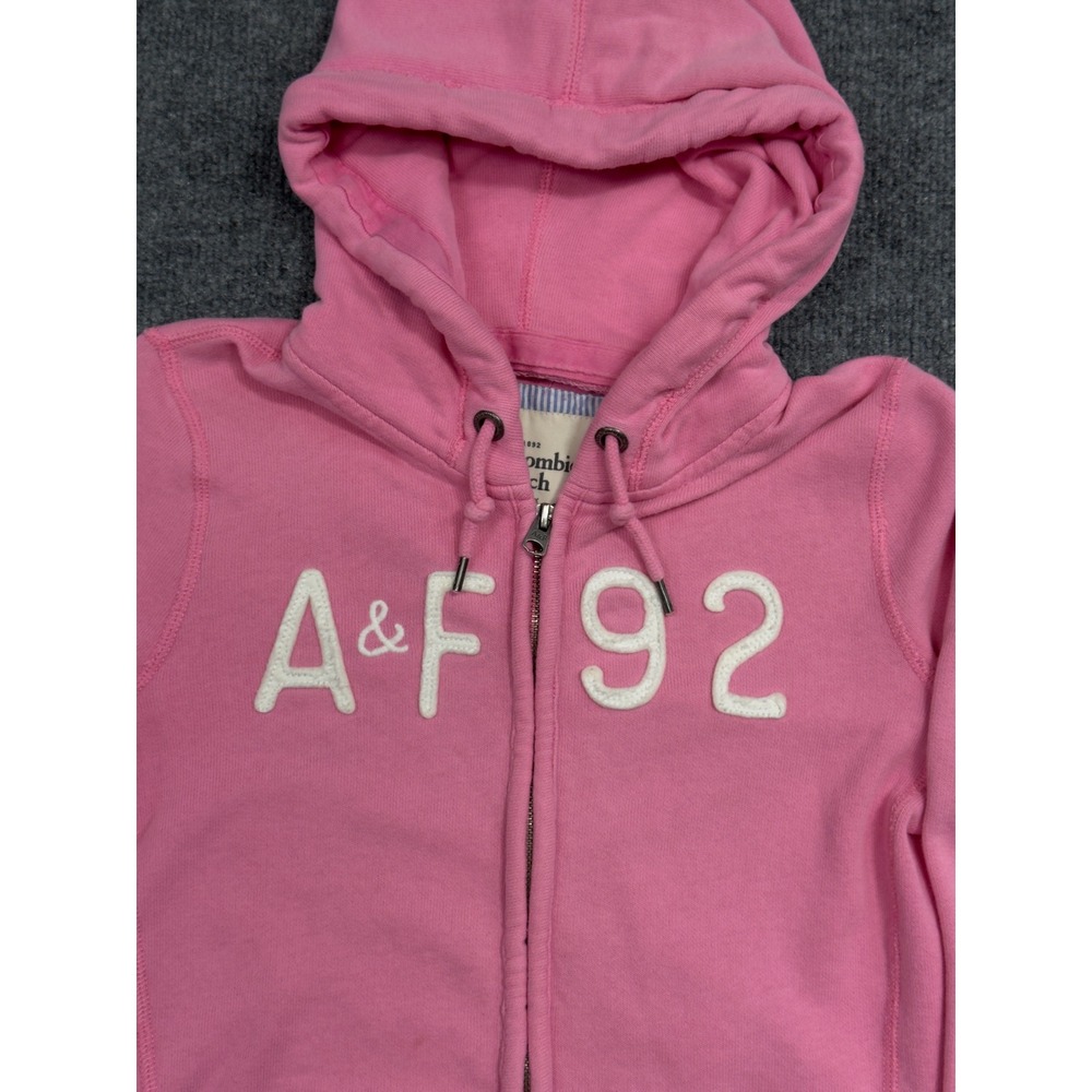 Abercrombie Fitch Pink A&F 92 Zip Up Hoodie Sweatshirt Women's Medium - Picture 2 of 7